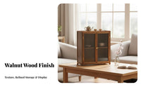 Elegant Wood Grain Stackable Desktop Cabinet Space-Saving Countertop Rack interchangeable Display Shelf Sturdy Construction for Tea Lovers, Home Decor lovers, Office Workers, Living Room, Bathroom, Pantry