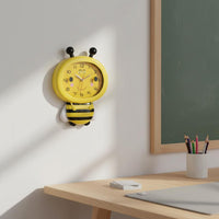 Cartoon Bee Clock Non-Ticking Kids Room Wall Clock Playful Design for Playroom