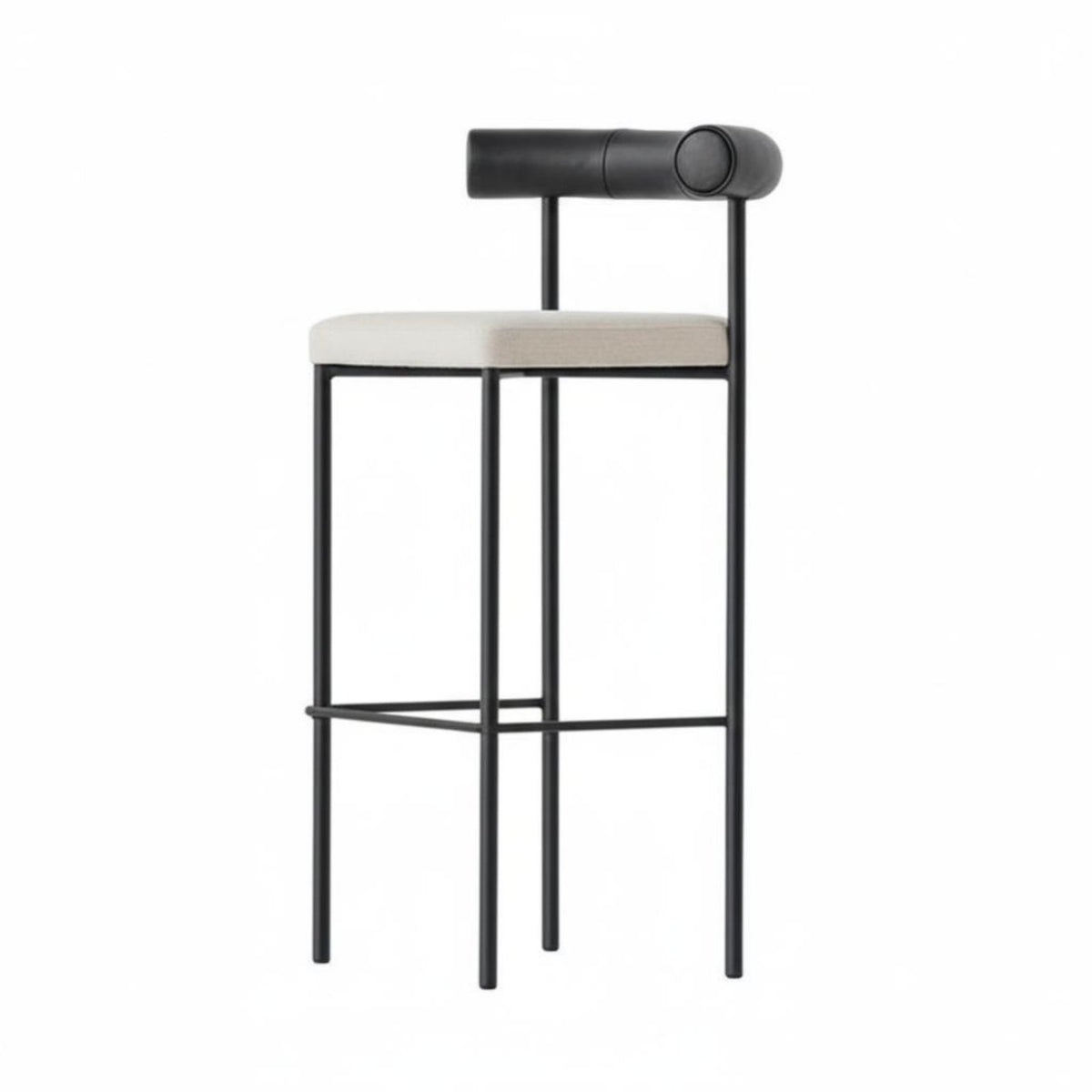 Upholstered High Stool with Supportive Restrest Utilitarian Look Bar Chair Designer-Look Modern Minimalist for Adults