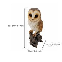 Owl Figurine with Stump Base Hand Painted Owl Figurine Decor Lifelike Realistic for Gardeners, Garden, Yard