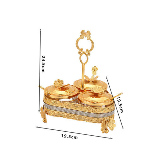 Condiment Jar Holder Ornate Lidded Jar Set Decorative Cutout for Serving