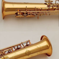 Brass-Lacquered Straight Soprano Saxophone Polished Soprano Saxophone Ergonomic Woodwind Instrument Sturdy for Beginners