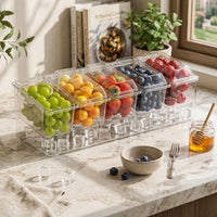 5 Compartment Food Container Outdoor Carry Rectangular Food Storage Container Individual Lids Divider Box
