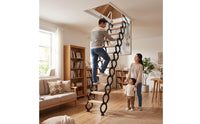 Space-Saving Wall-Mounted Attic Ladder Anti-Slip Folding Attic Ladder Reinforced Folding Loft Stairs Wide for Duplex