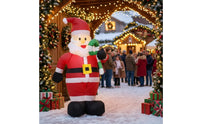 Standing Inflatable Santa with Candy Cane Easy Storage Santa Inflatable Lightweight Christmas Decoration Festive for Lawn, Porch