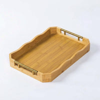 Bamboo Serving Tray with Metal Handle