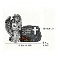 Angel Statue with Cross Embossed Solar Angel Statue Resin for Patio