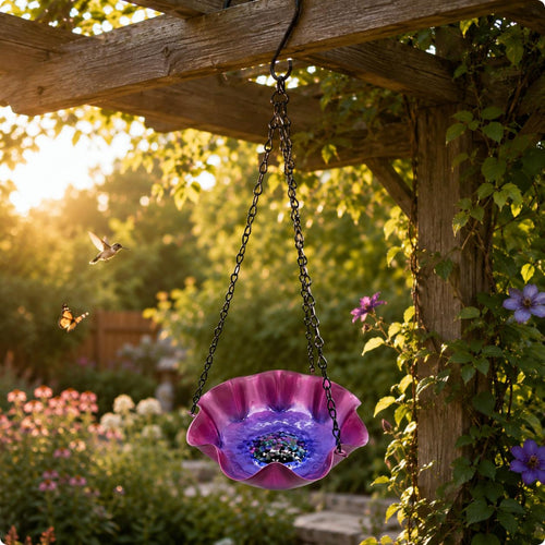 Hanging Feeder Tray Decorative Ruffled Petal-Rim Tray Easy to Clean