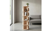 Wooden Rotating Bookshelf Floor Standing Bookcase Unit Cylindrical 360 Degree Revolving Bookcase