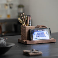 Walnut Wood Tea Set with Six Pieces and Coasters