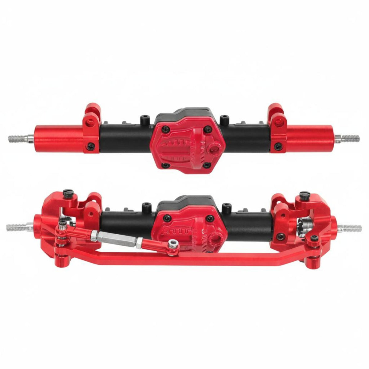 2 Pieces Front and Rear Elevated Axles Upgrade Part Metal Axle Set High Clearance RC Crawler Axle Assembly for Rock Crawling, Rough Terrain