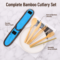 Reusable Travel Flatware Fiber Utensils with Case, Portable Eating Utensils for Travel, Spoon & Straw Included