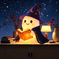 Halloween Ghost Reading Book Lamp Battery Operated Resin Figurine