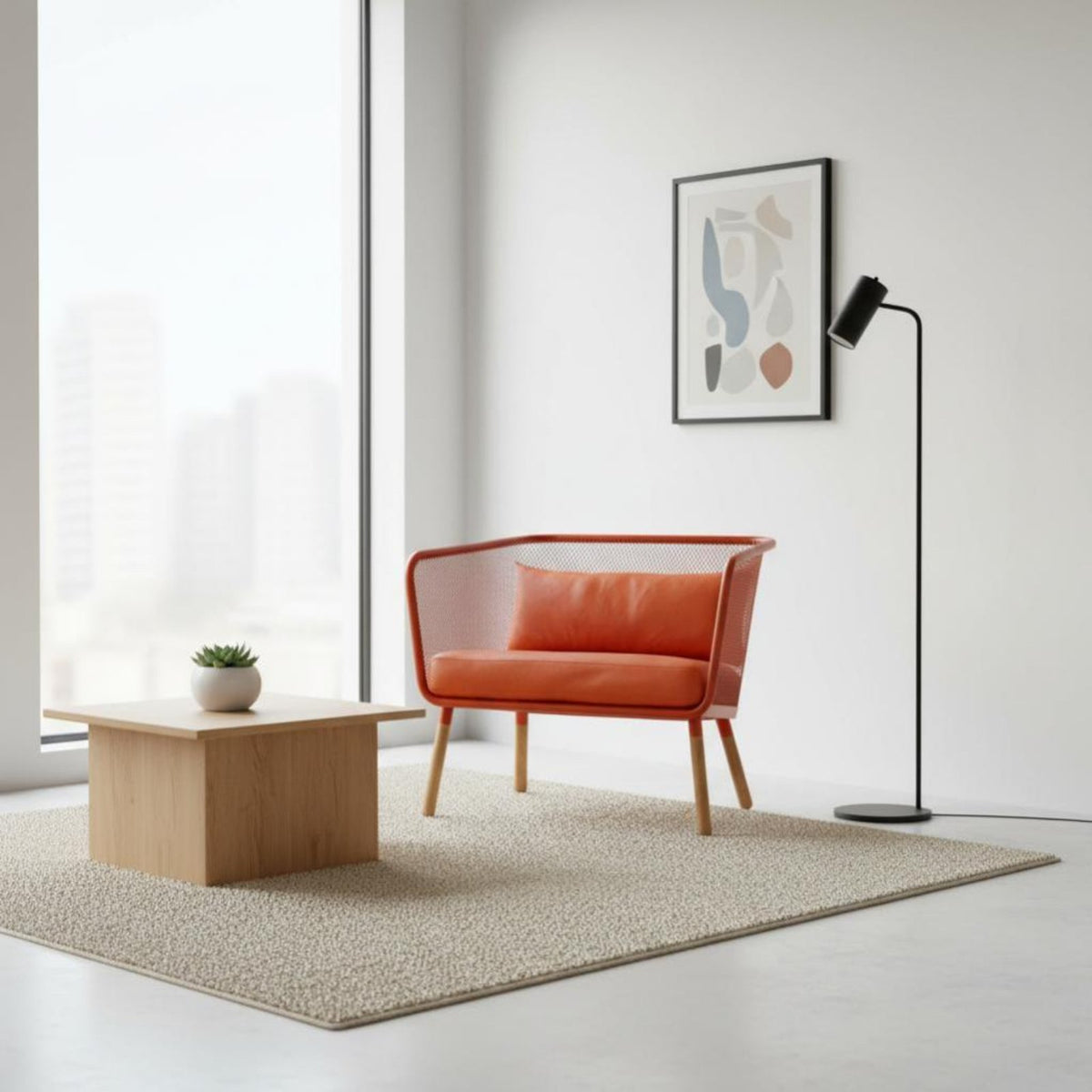 Wrought Iron Armchair Nordic Design Lounge Seating utilitarian design for partners