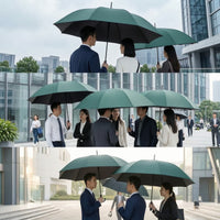 Windproof Umbrella with J Hook Handle Wind-Resistant Double Umbrella Auto Open Sun Protection for Couples, Commuters, Business, Travel