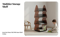 Space Saving Multi-Tier Shelving Single Unit Multifunctional Evergreen Tree Shaped Book Stand Large Capacity Bookshelf Accessible Design for Children, Homeowners, Playroom, Bedroom, Home Office, Small Areas