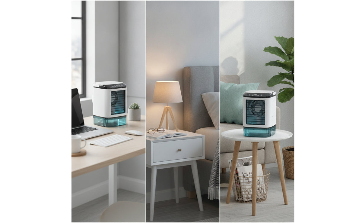 Small Personal Air Cooler Cooler with Ice Box Personal Mini Air Cooler Mist Portable Misting Fan Quiet for Office Workers, Students, Desk, Bedroom