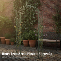 Elegant Design Wrought Iron Garden Arch Decorative Scrollwork Flower Arch Trellis Long-Lasting Climbing Plant Archway Sturdy for Homeowners, DIY Enthusiasts, Event Planners