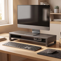 Ergonomic Computer Monitor Riser with Drawer Double-Layer Monitor Stand with Drawer Multi-Functional Computer Desk Organizer Rectangular for Professionals