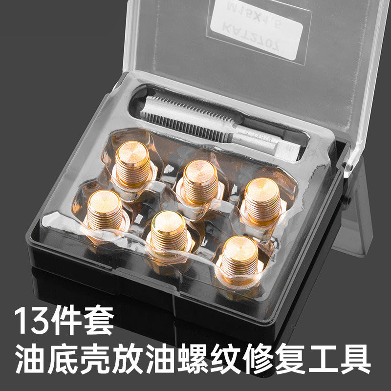 Oil Pan Drain Plug Thread Repair Tool Set for Stripped Threads