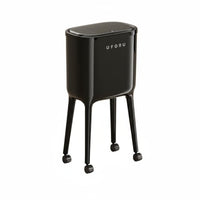 Trash Can with Wheels Large Capacity Press Top Garbage Can Rolling Kitchen Garbage Bin No-Bend Design Slim Kitchen Waste Basket