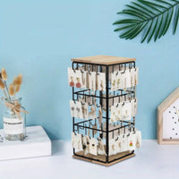 Earring Holder with Wood Foundation areaSaving Jewelry Stand Holder with Hooks Compact Jewelry Display for Vanity