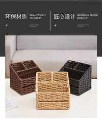 Woven Multi-Purpose Tissue Box and Storage Basket for Desk, Keys, Remote Controls, Cosmetics, and Coffee Table