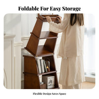 Foldable Ladder Shelf Vintage and Design Book Display Shelf Folding Design Space-Saving for Renters, Homeowners, Living Room