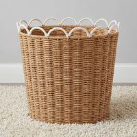 Round Handwoven Basket Rim Paper Rope Basket Decorative