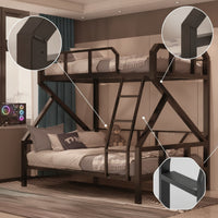 Metal Bunk Bed with Ladder Industrial Bunk Bed Frame Heavy-Duty Furniture for Teens, Students, Bedroom, Dormitory, Guest Room