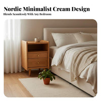 Nightstand with Drawers Long-Lasting and Sturdy 2-Drawer Wooden Cabinet