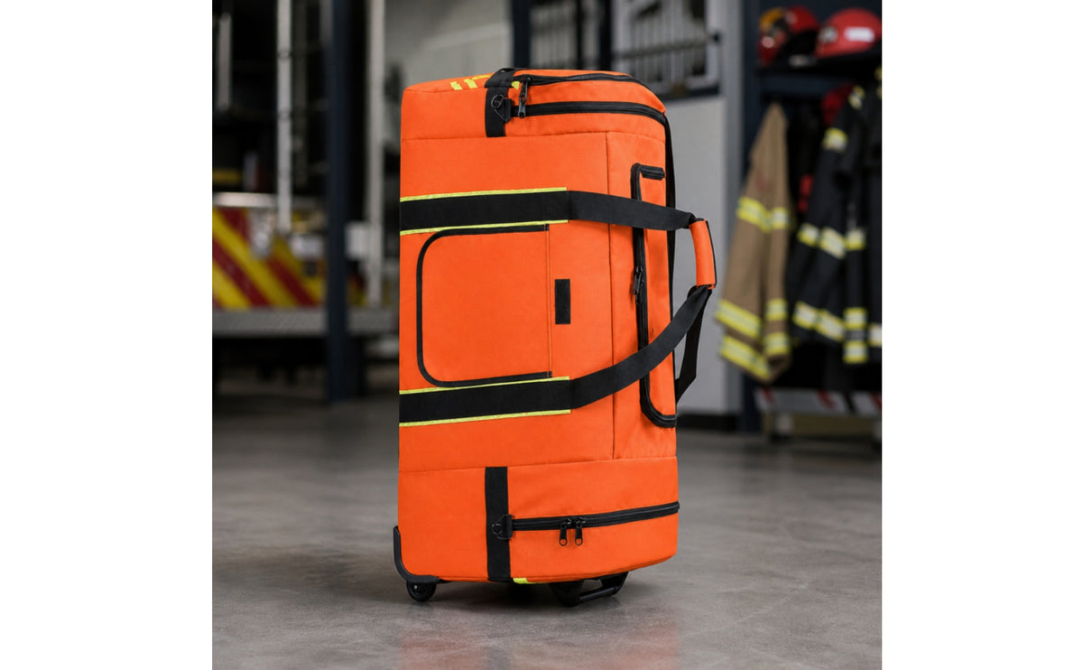 Emergency Equipment Bag with Wheels Reflective Firefighter Equipment Bag Rolling for Firefighters, First Responders, Fire Stations