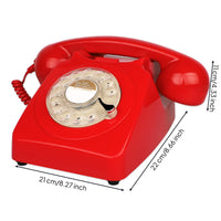Classic Rotary Desk Phone Metal Bell Chime Retro Rotary Phone Communication Device for Office