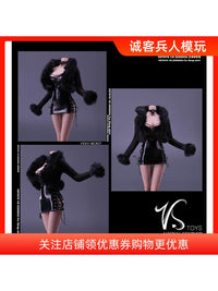 现货 VSTOYS 1/6 皮草绑带裙22XG93服装散件适合女兵人偶包胶素体