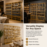 Metal Wine Display Rack System, 240x30x210cm Wine Bottle Holder, Commercial Wine Storage for Restaurant, European Design Wine Rack