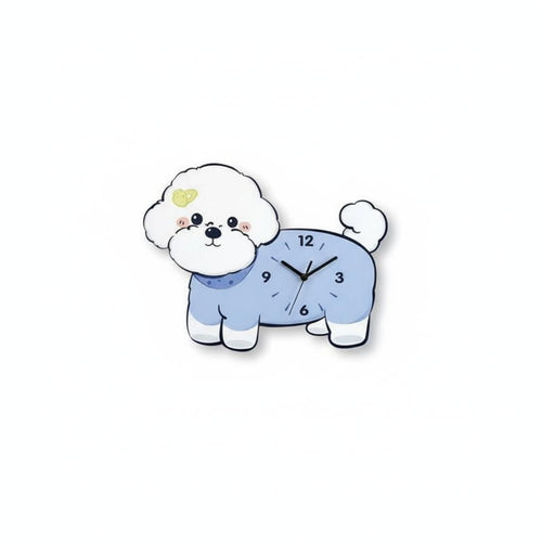 Bichon Frise Wall Clock Unique Gift Wagging Tail Dog Clock for Living Room, Kids
