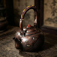 Copper Kettle Handmade Kettle with Wrapped Handle Dark Bronze for Tea Lovers, Collectors, Kitchen