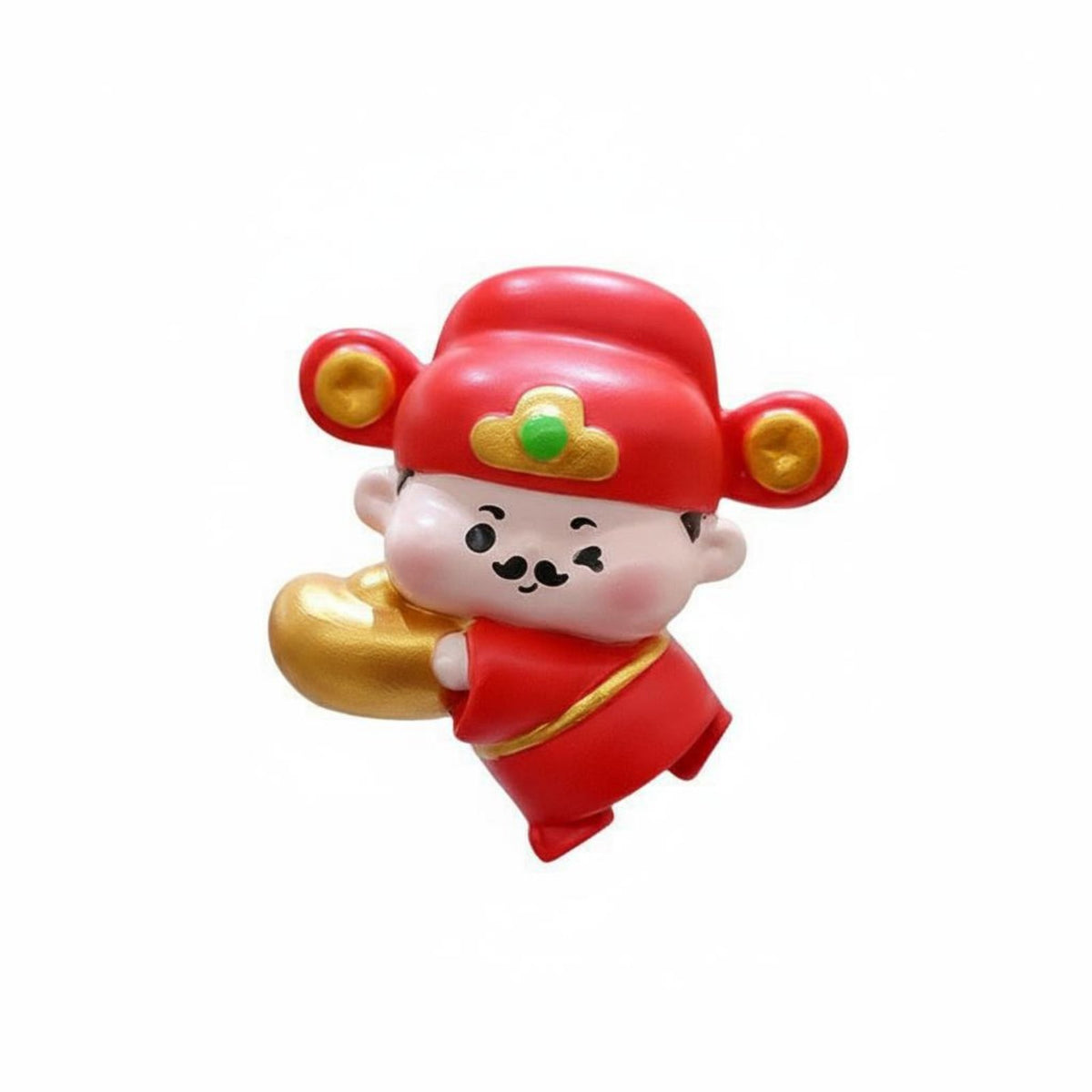 Cute Design God of Wealth Figurine Festive Atmosphere Wealth Deity Monitor Topper Symbolic Gift Wealth Deity Statue Long-Lasting Resin for Desktop, Office