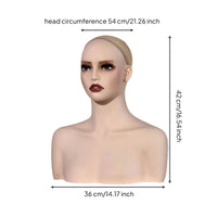 Mannequin Head with Shoulders Solid Hairpiece Display Head Elegant Look Accessory Earrings Necklace Display Bust