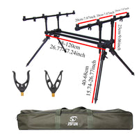 Aluminum Four-Head Fishing Rod Alarm Bracket with Ground Spike