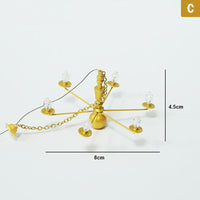 Metal Antique Six-Light Ceiling Lamp with Architectural Sand Table Model