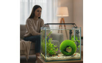 Hollow Algae Ball with Suction Cup Fuzzy Hideout Artificial Decor for Shrimp, Aquascaping