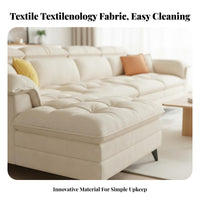 Chaise Sectional with Adjustable Headrests French Cream and design Living Room Furniture Small Space accommodating right-angled Couch for Homeowners, Lounge Area