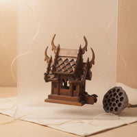 Southeast Asian Design Handmade Wooden House Ornament Traditional Thai Wood House Decor for Living Room, Entryway