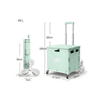 Pull Rod Portable Utility Wagon Wheeled Foldable Wagon with Wheels Foldable Utility Carrier for Market Stall, Shopping