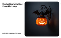 Spooky Pumpkin Light with Witch Hat | Warm Internal Glow, Jack-O'-Lantern with wing wing-like projections, for Porch