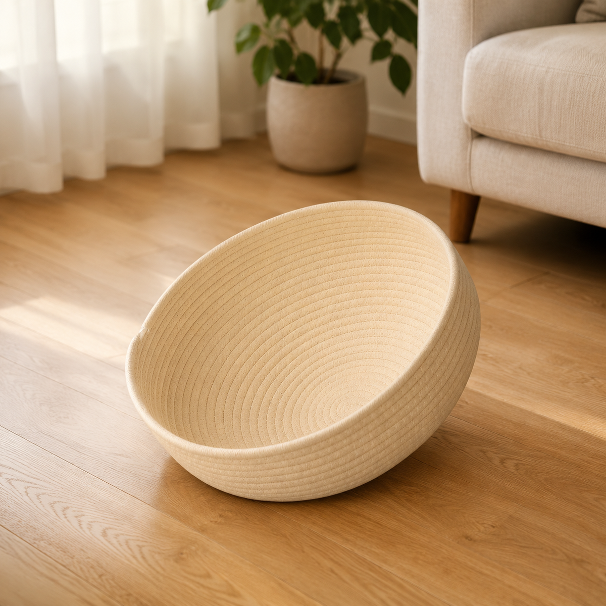 Woven Cotton Rope Bed Insert, Scratch-Resistant Cat Bed, Washable and Breathable for All Seasons, 35cm