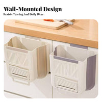 Cabinet Door Trash Bin Space-Saving Cabinet Door Waste Bin Foldable Kitchen Waste Basket Easy to Install for Bathroom, Office