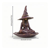 Meditating Witch Bird Feeder Purple Witch Statue Feeder Weather-Resistant