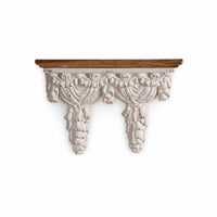 Wall Bracket Shelf Ornate Shelf with Carved Support Wood-Toned for Entryway